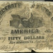Confederate $50 Sept 2nd 1861 B